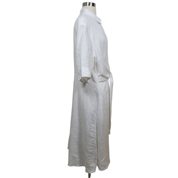 Lauren Ralph Lauren White 100% Linen Knee Length Minimalist Luxury Dress Size 18 - Picture 5 of 12